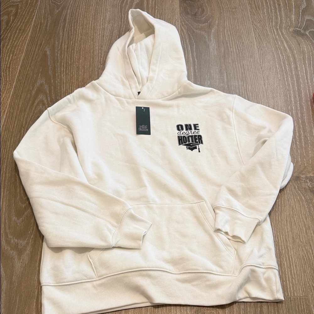 Wild Fable Cream Hoodie with Black Graphic